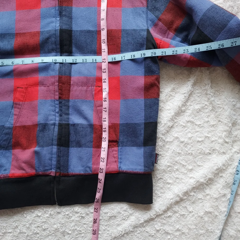 Y2K Checkered Plaid Flannel Hooded Sherpa Lined Jacket Skater Streetwear